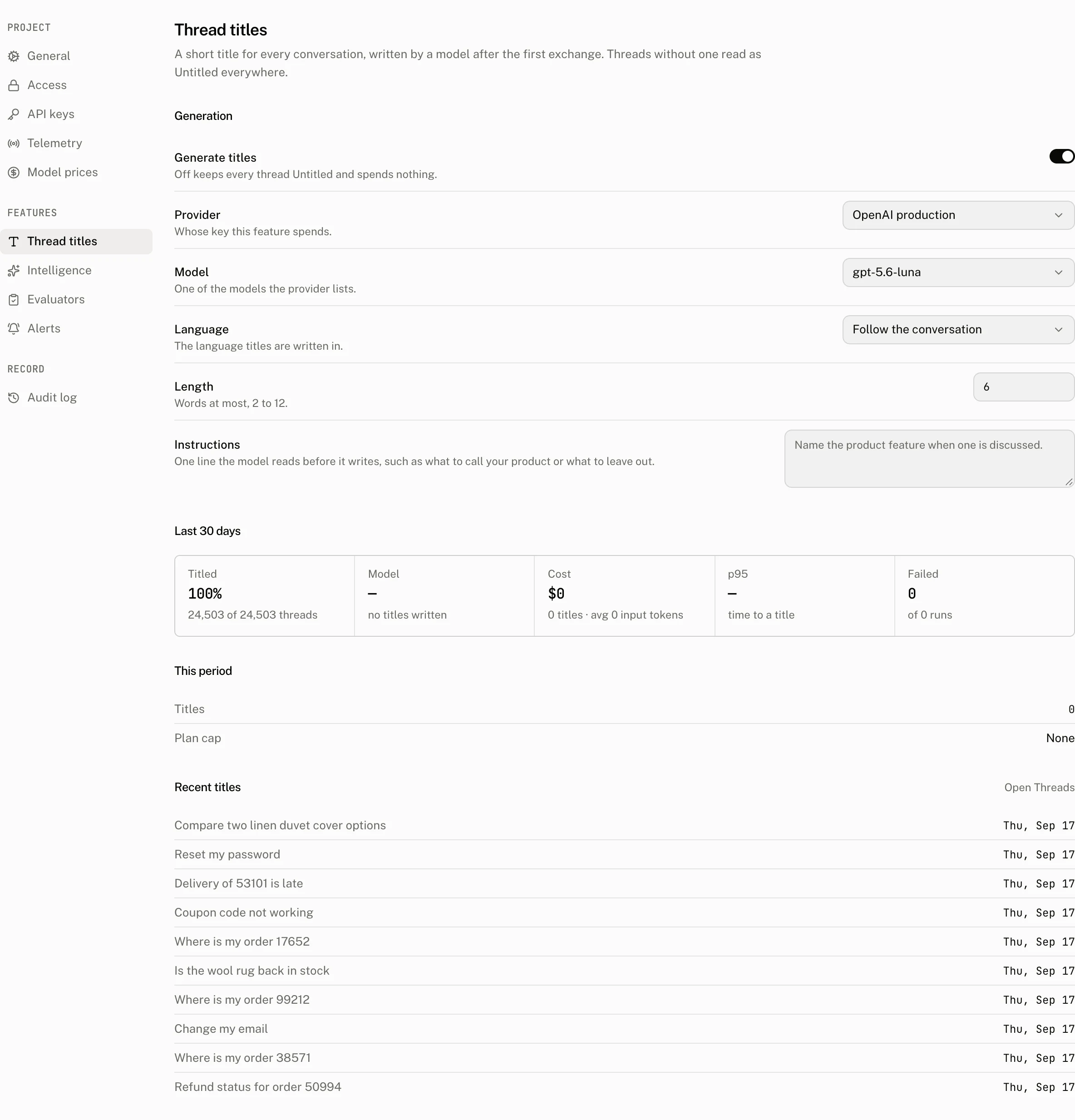 Settings › Thread titles on the demo project
