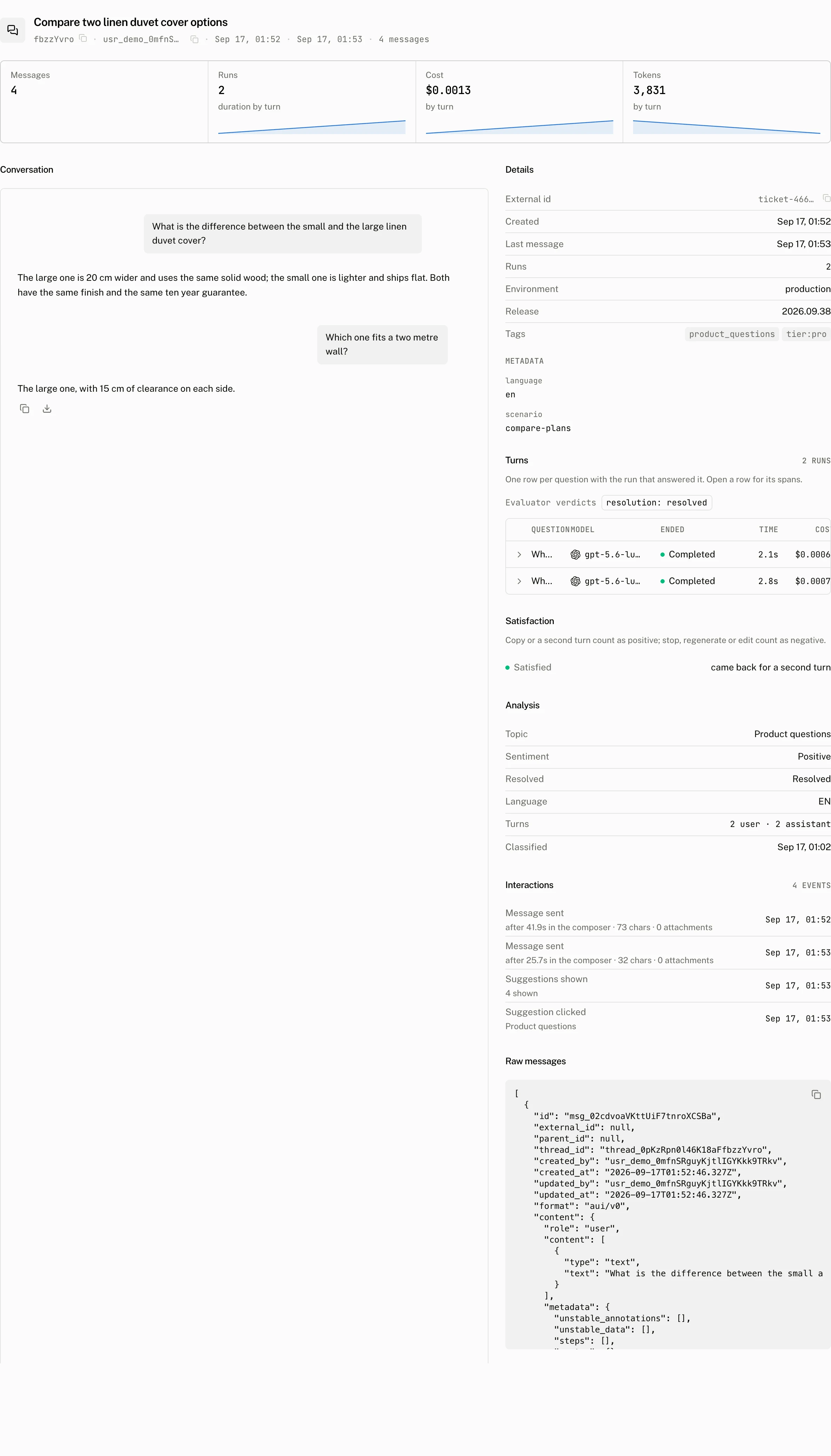 Thread detail on the demo project