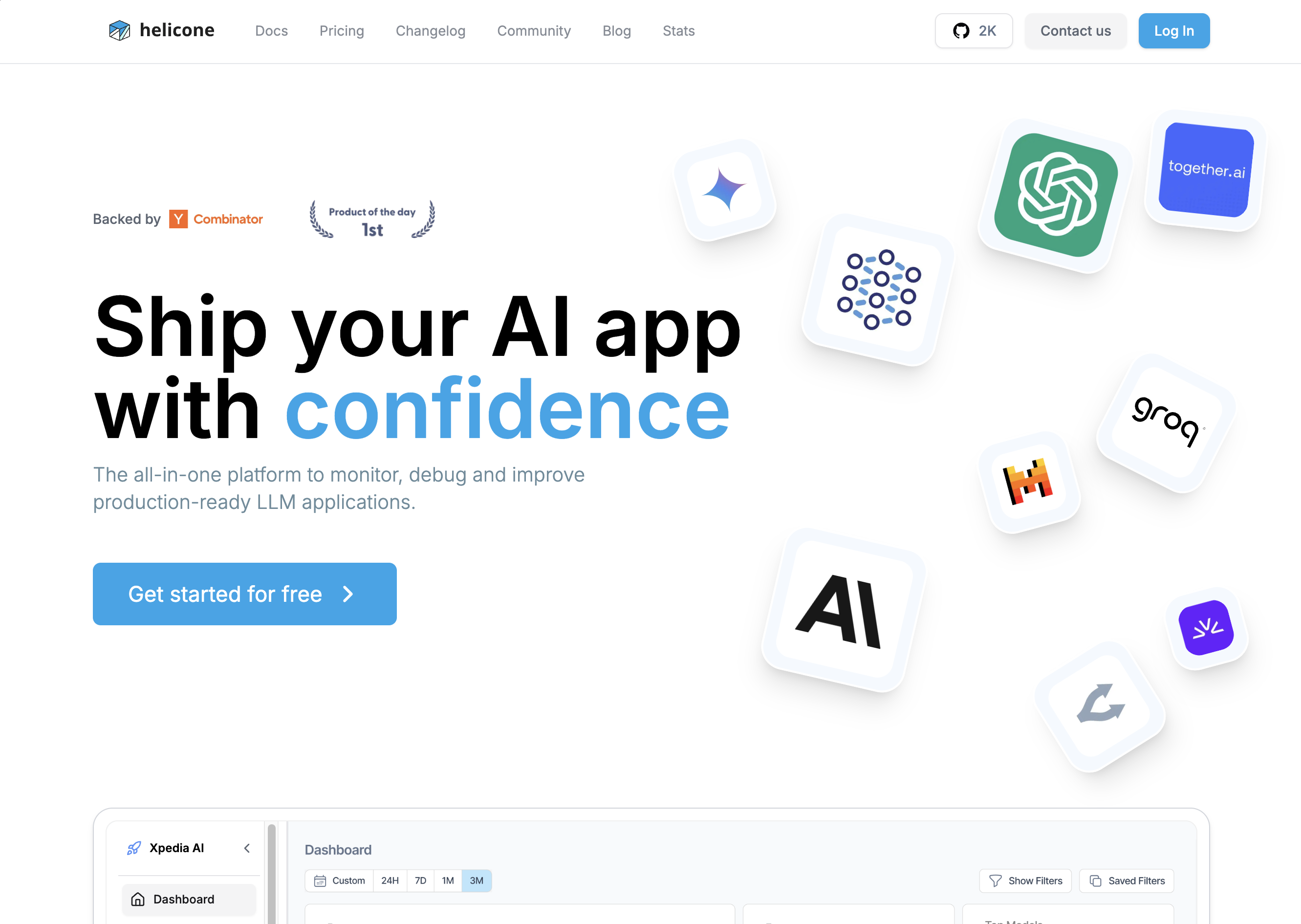Helicone's observability dashboard